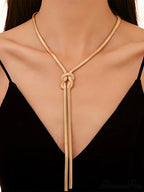 1pc Minimalist Knot Decor Layered Chain Necklace