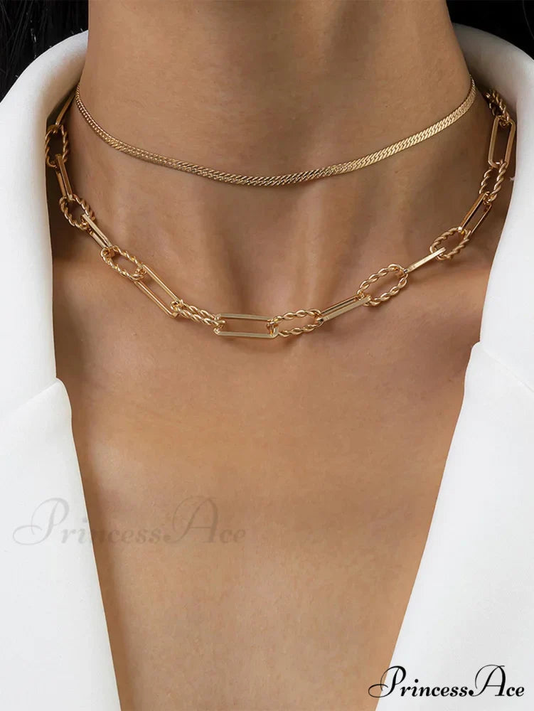 1pc Minimalist Knot Decor Layered Chain Necklace