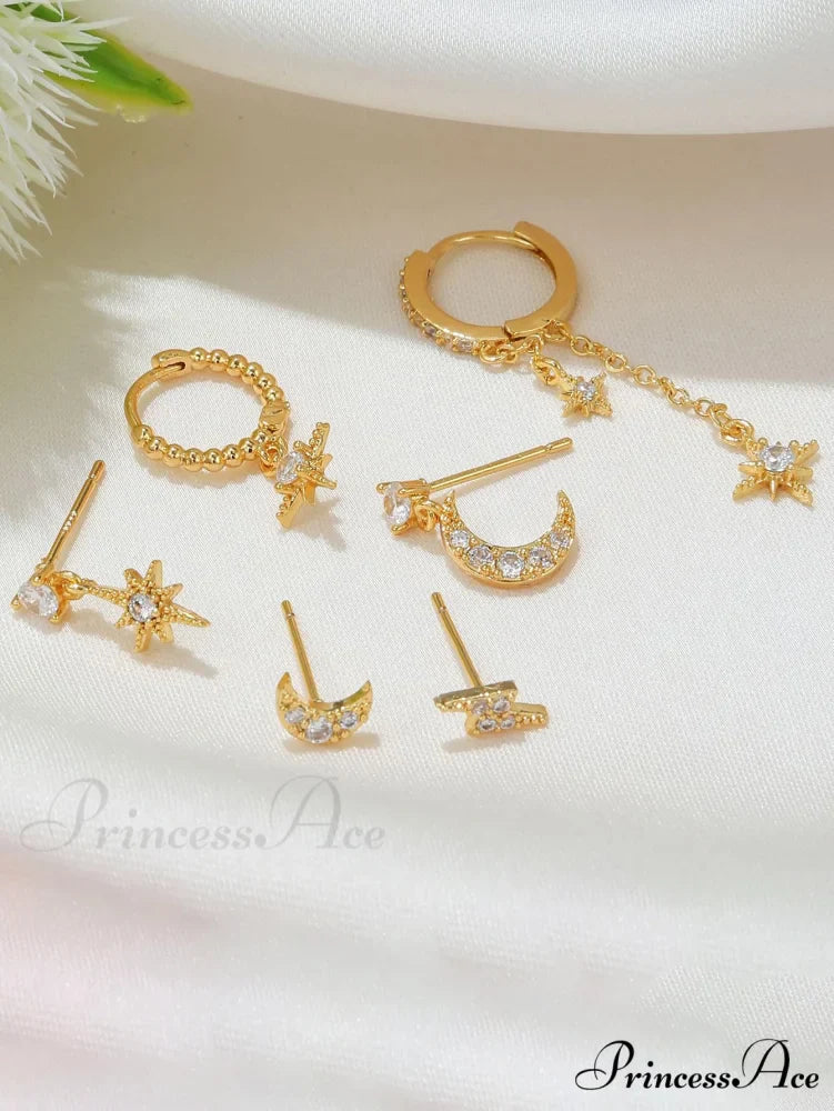 1set Women's Golden Fashionable Single Earrings