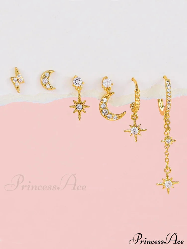 1set Women's Golden Fashionable Single Earrings