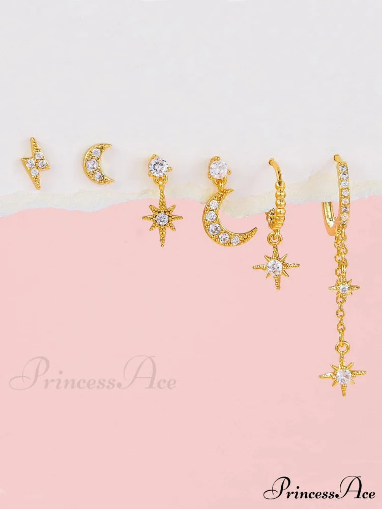 1set Women's Golden Fashionable Single Earrings