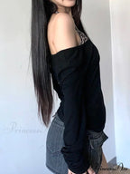 2 Piece Cheetah Skew Collar Long Sleeve Tee and Halter Bra Set