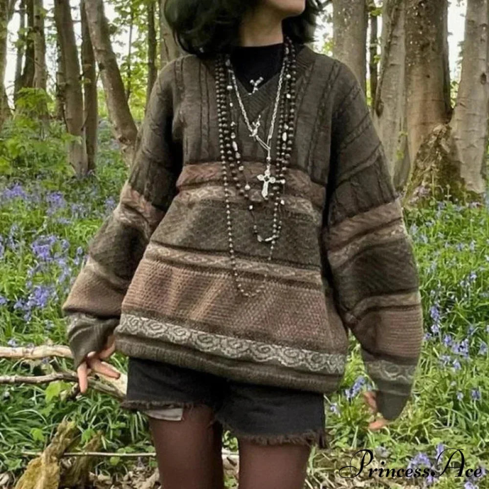 2000s Retro Striped Y2K Preppy Fashion Jumper