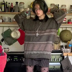 2000s Retro Striped Y2K Preppy Fashion Jumper