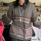 2000s Retro Striped Y2K Preppy Fashion Jumper