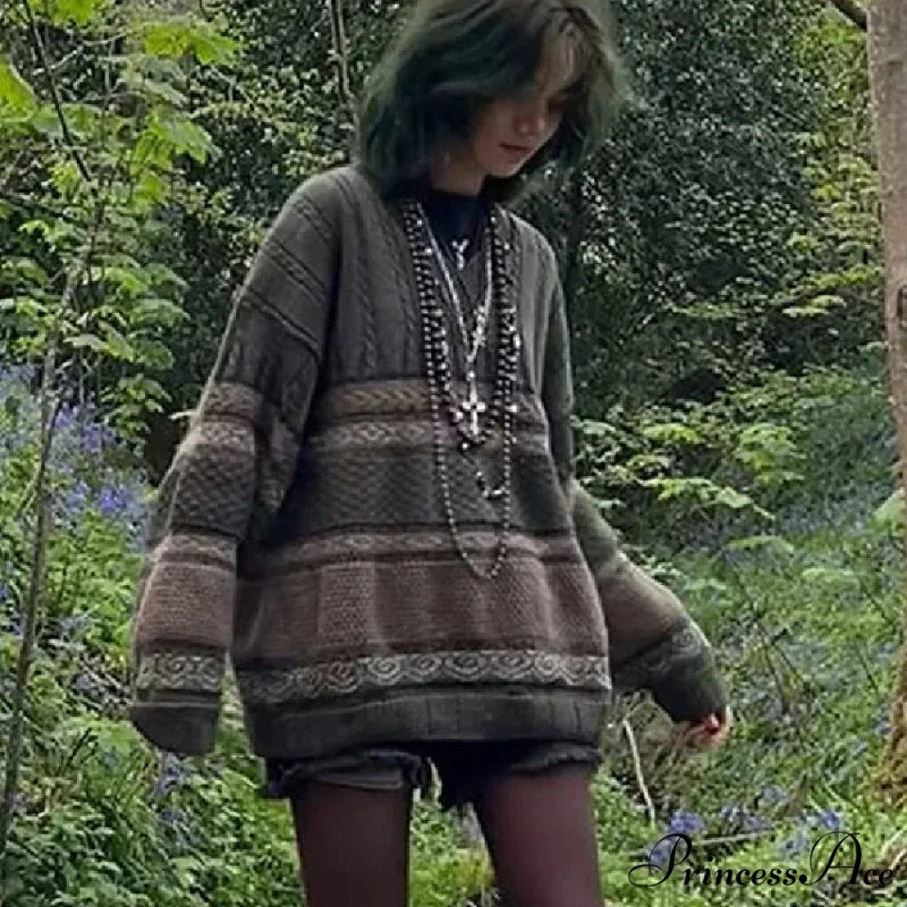 2000s Retro Striped Y2K Preppy Fashion Jumper