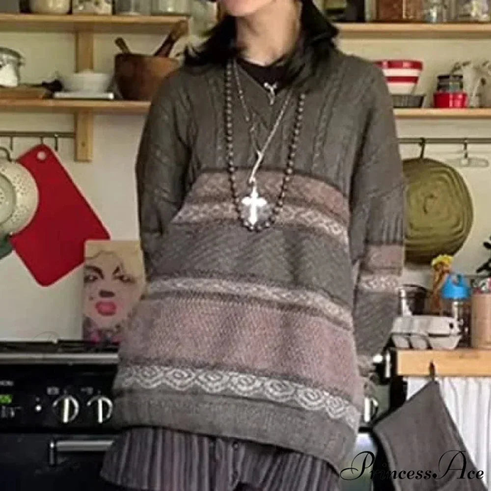 2000s Retro Striped Y2K Preppy Fashion Jumper