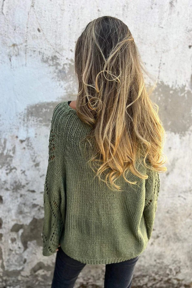Round Neck Hollow Knit Sweater