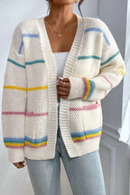 Rainbow Striped Loose Fit Knit Cardigan