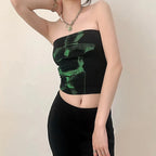 Vintage Punk Strapless Backless  Basic Crop Top