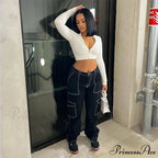 2024 High Waist Elastic Loose Black Comfortable For Casual Fashion Female Baggy Denim Jean