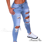 2024 Low Waist Hip Lift Ripped Holes Skinny Pants