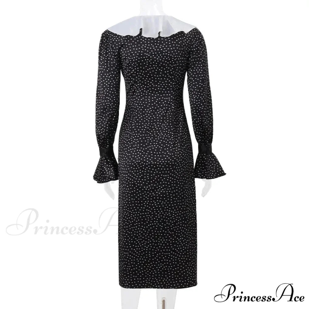 2024 New Autumn Fashionable French Style Floral Long-sleeved Elegant Casual Vestidos Midi Dress