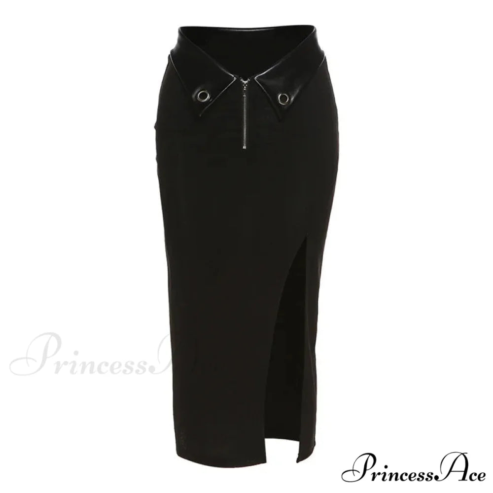 2024 New Black Sexy Irregular Women Summer Charm Split Long Slim Party Bodycon Skirt