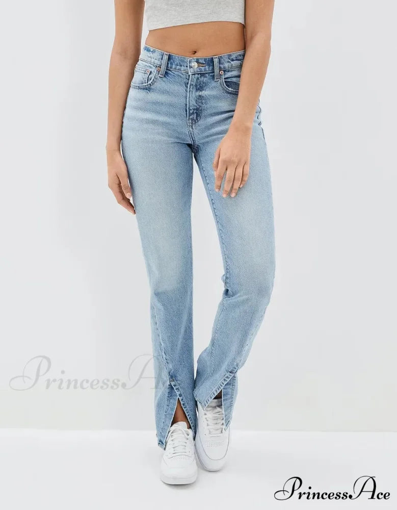 2024 New Slit Slim Flare Women's High Waist Fashion Flared Pants Streetwear Jean