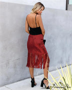 2024 Sequin Tassel Tight Midi Skirt