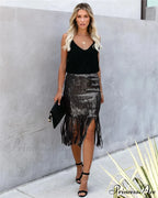 2024 Sequin Tassel Tight Midi Skirt