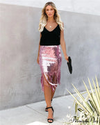 2024 Sequin Tassel Tight Midi Skirt