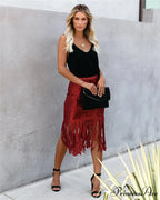 2024 Sequin Tassel Tight Midi Skirt