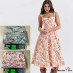 2024 Slip Spring and Summer Thin Ribbon Split Long es for Women Floral Dress