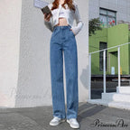 2024 Spring Autumn New Vintage Waist Pants For Women Korean Fashion Streetwear Straight Casual Baggy Woman Jeans