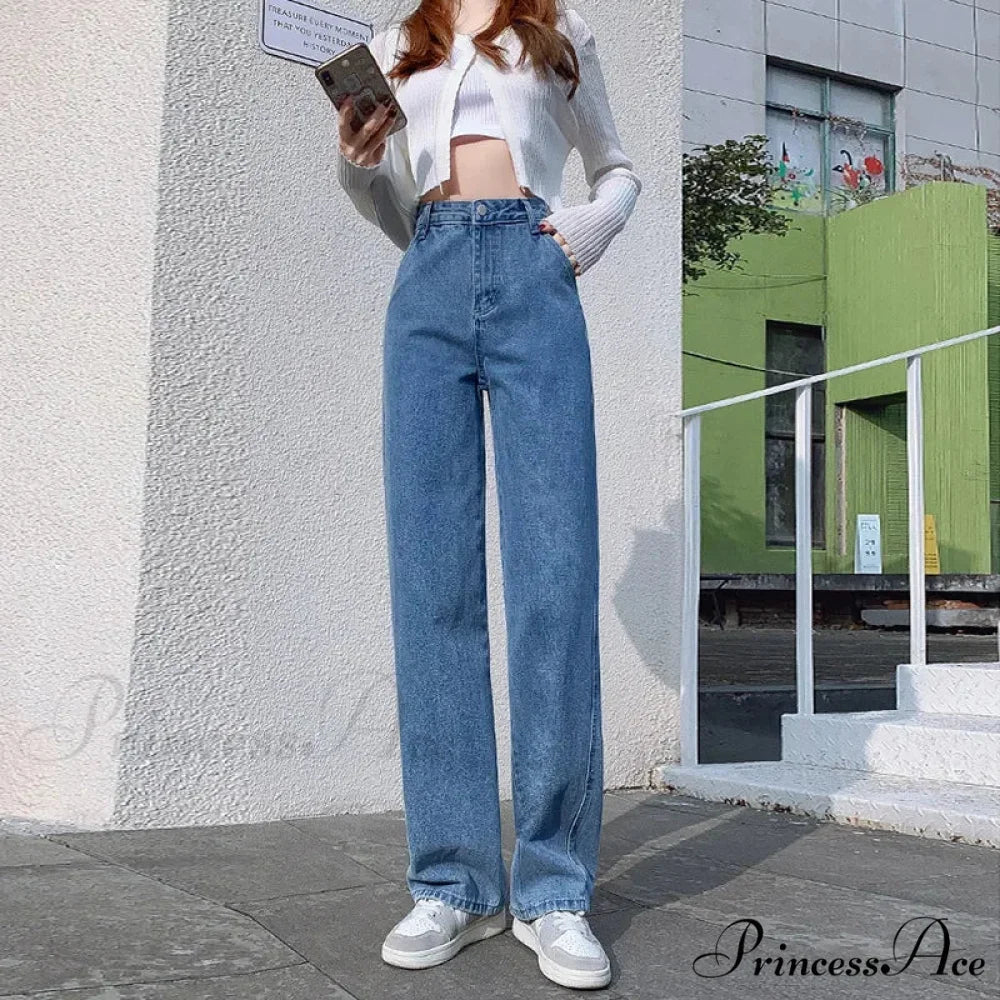 2024 Spring Autumn New Vintage Waist Pants For Women Korean Fashion Streetwear Straight Casual Baggy Woman Jeans