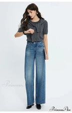 2024 Spring New High-waisted Loose Slimming Wide-leg Denim Versatile Floor-length Jean