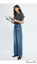 2024 Spring New High-waisted Loose Slimming Wide-leg Denim Versatile Floor-length Jean