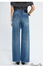 2024 Spring New High-waisted Loose Slimming Wide-leg Denim Versatile Floor-length Jean
