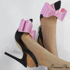 2024 Spring Summer Slingback Sandals Crystal Bowknot Pointed-Toe High-Heels Wedding Prom Ladies High Heel