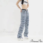 2024 Streetwear Stacked Clothing Y2K Baggy Ripped Hip Hop Straight Vintage Denim Jean