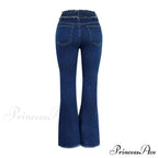 2024 Stretch Women's Vintage Fashion High Waist Flare Women Slim Spliced Bell Bottom Streetwear Wash Denim Jean