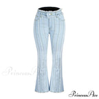 2024 Stretch Women's Vintage Fashion High Waist Flare Women Slim Spliced Bell Bottom Streetwear Wash Denim Jean