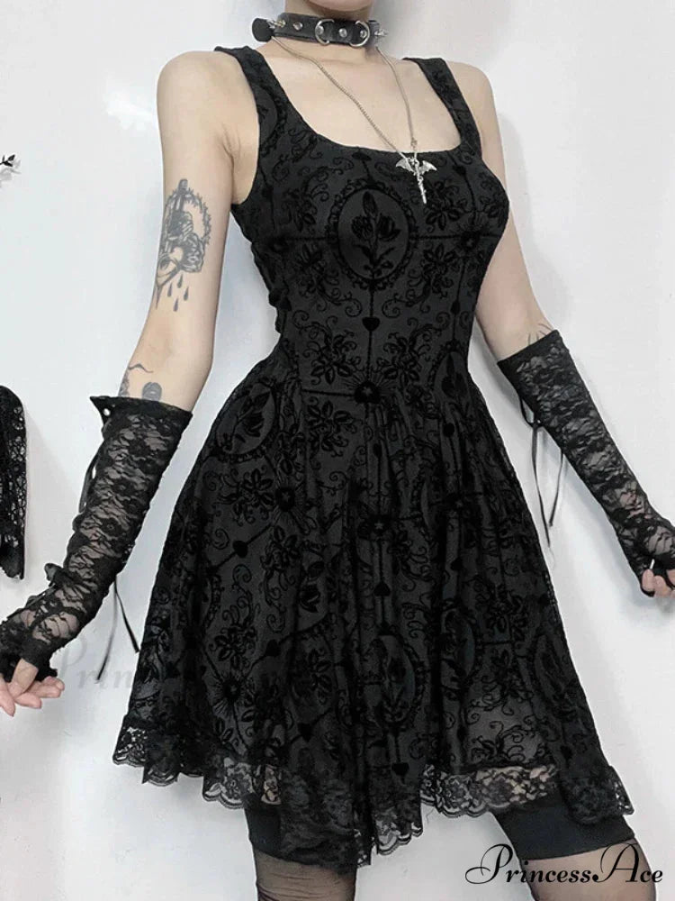 2024 Summer New Harajuku Retro Sexy Wrapped Hip Mini Dress Y2K Vintage Gothic Punk Dark Style Tie Up A-Line Dress