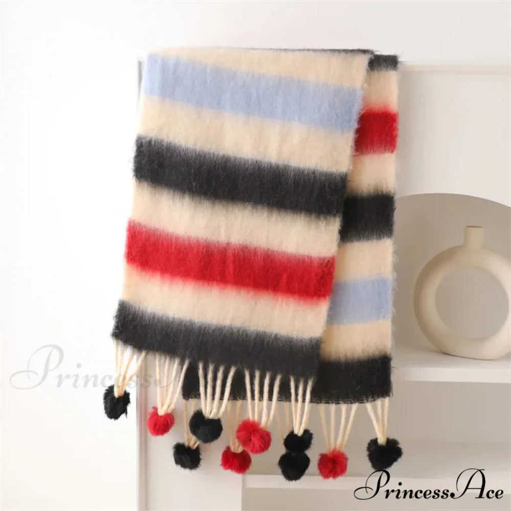 2024 Winter Multicolor Cashmere Loop Yarn Pashmina Scarf