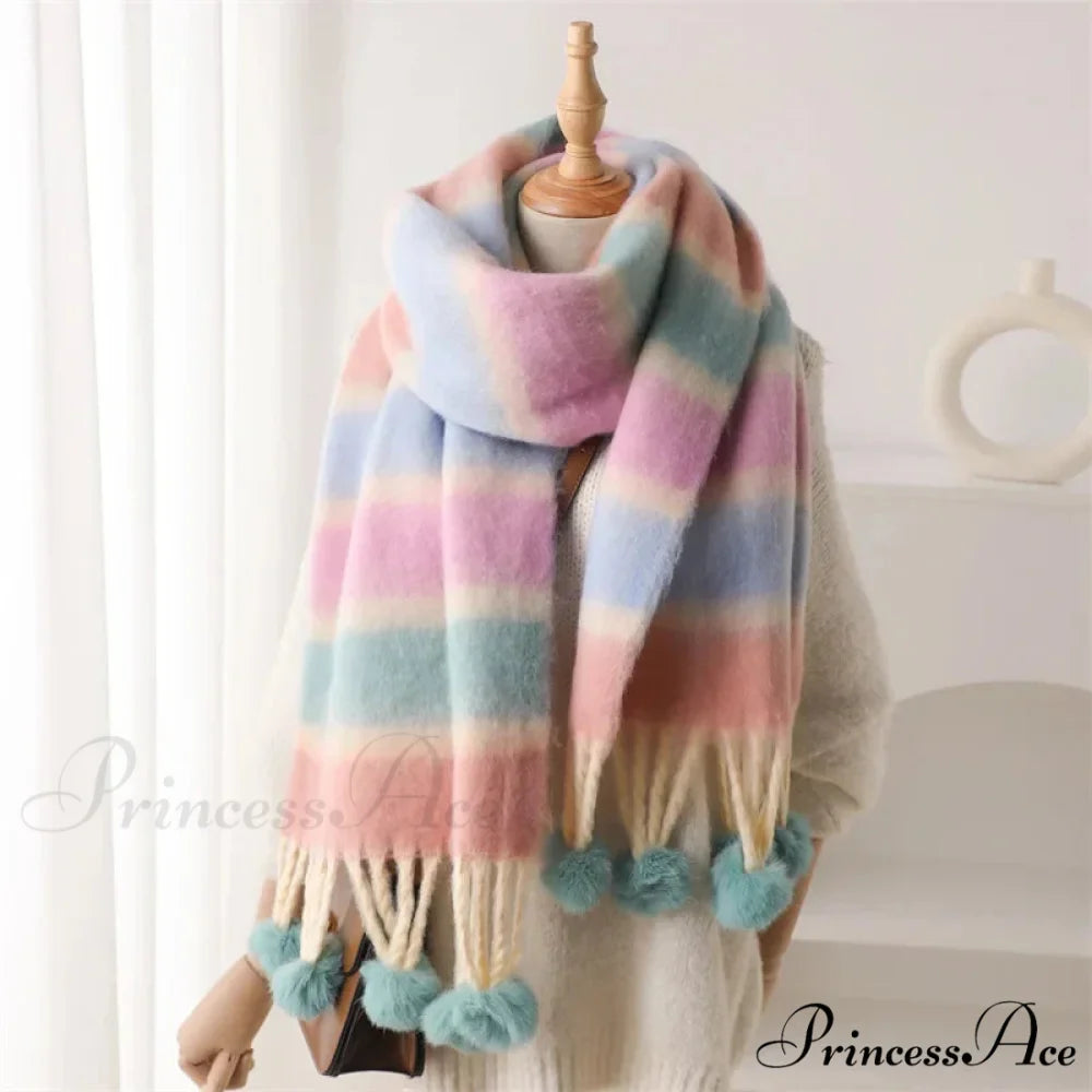 2024 Winter Multicolor Cashmere Loop Yarn Pashmina Scarf