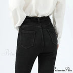 2024 Winter Thermal Warm Plush Stretch Lady Skinny Fleece Women Thicken High Waist Denim Pants Retro Trousers Female Jean