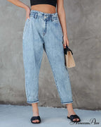 2024 Women New Women Fashion Streetwear Vintage Blue for Women High Waist Denim Harem Jean