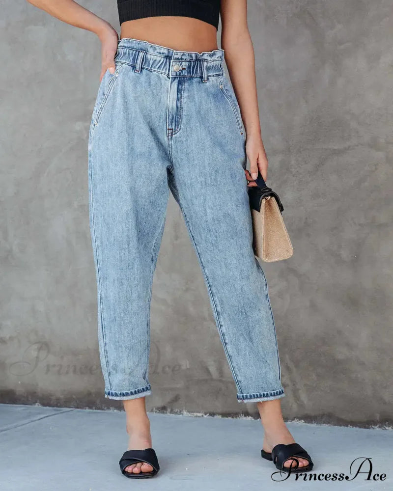 2024 Women New Women Fashion Streetwear Vintage Blue for Women High Waist Denim Harem Jean