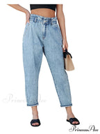 2024 Women New Women Fashion Streetwear Vintage Blue for Women High Waist Denim Harem Jean