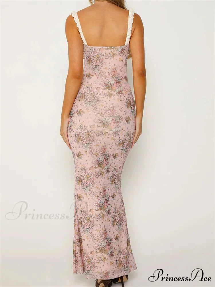 2024 Women Sleeveless V-neck Backless Floral Print Patchwork Summer Cocktail Party Female Vestidos