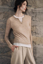 Wool Blend Layered Look Blouse