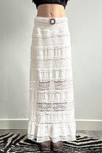 Sexy Sheer Lace Low-Waist Maxi Skirt