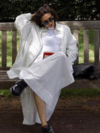 Striped Collared Oversized Shirt Blouse