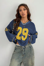 V-Neck Long Sleeve Digital Print Knit Sweater