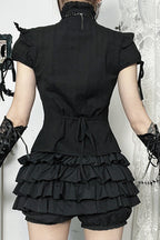 Ruffled Stand Collar Subculture Blouse