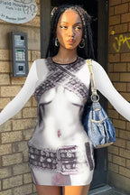 Casual Print Bodycon Mini Dress