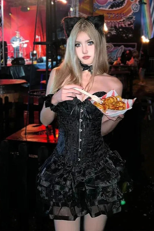 HalloweenSexy Kitty Corset Dress with Puffy Skirt