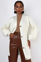 V-Neck Loose Fit Long Knit Cardigan