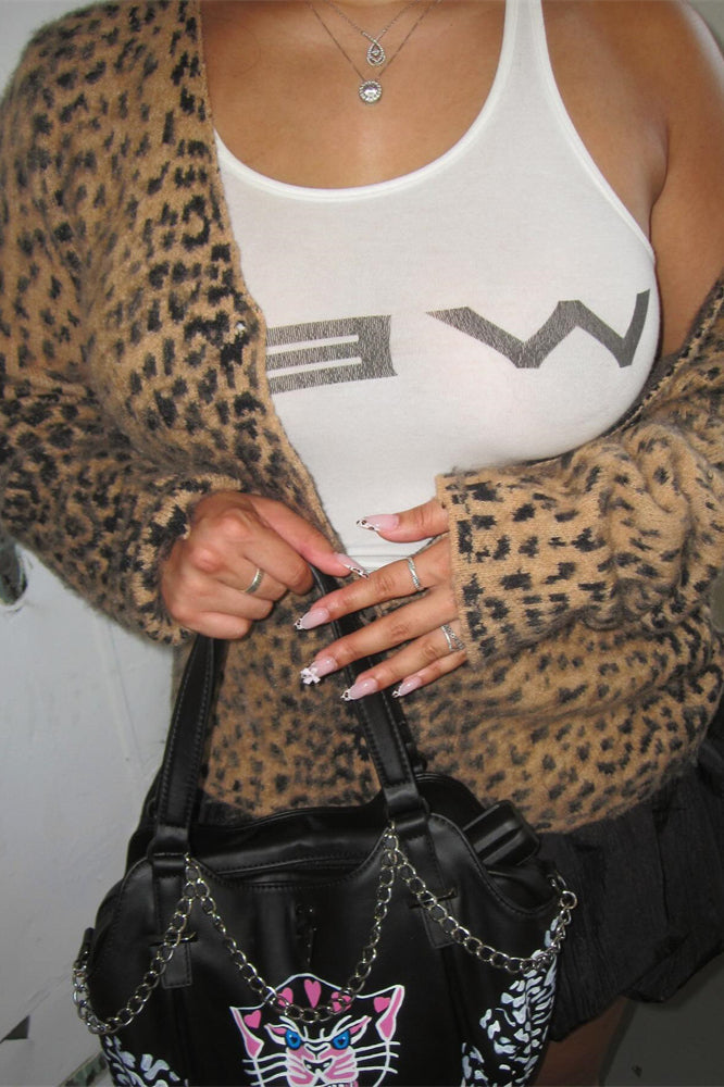 Soft Mohair Animal Print Cardigan